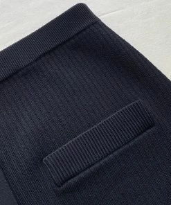 Self-portrait Black Lace Insert Ribbed Knit Skirt