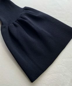 Self-portrait Black Lace Insert Ribbed Knit Top NEW ARRIVALS