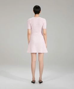 Self-portrait Pink Melange Knit Mini Dress