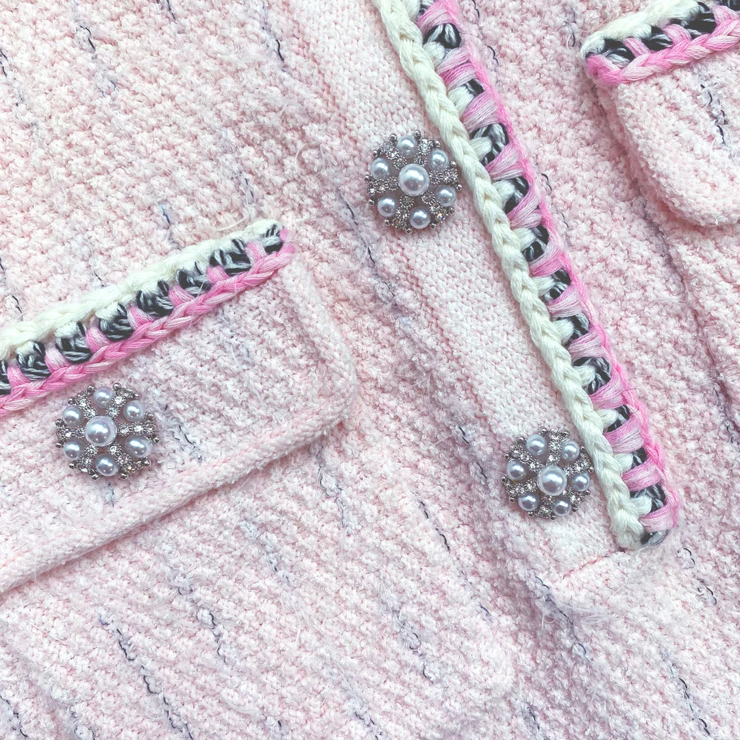 Self-portrait Pink Melange Knit Mini Dress