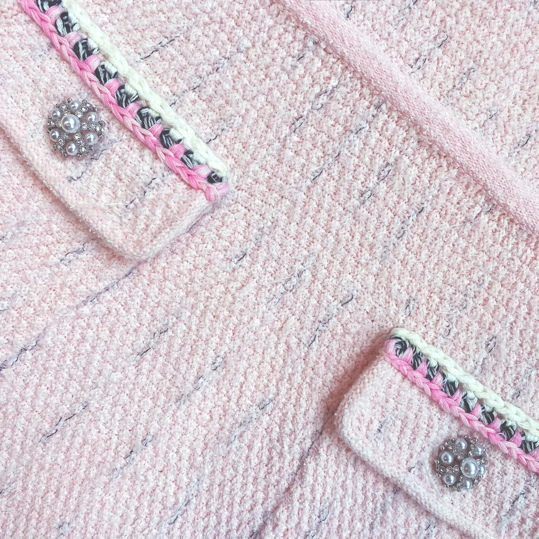 Self-portrait Pink Melange Knit Mini Dress