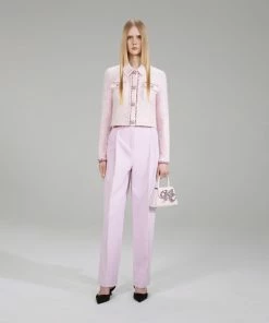 Self-portrait Pink Melange Knit Cardigan