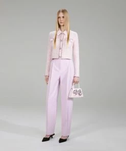 Self-portrait Pink Melange Knit Cardigan