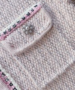 Self-portrait Pink Melange Knit Cardigan