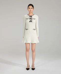 Self-portrait Melange Long Sleeve Knit Mini Dress