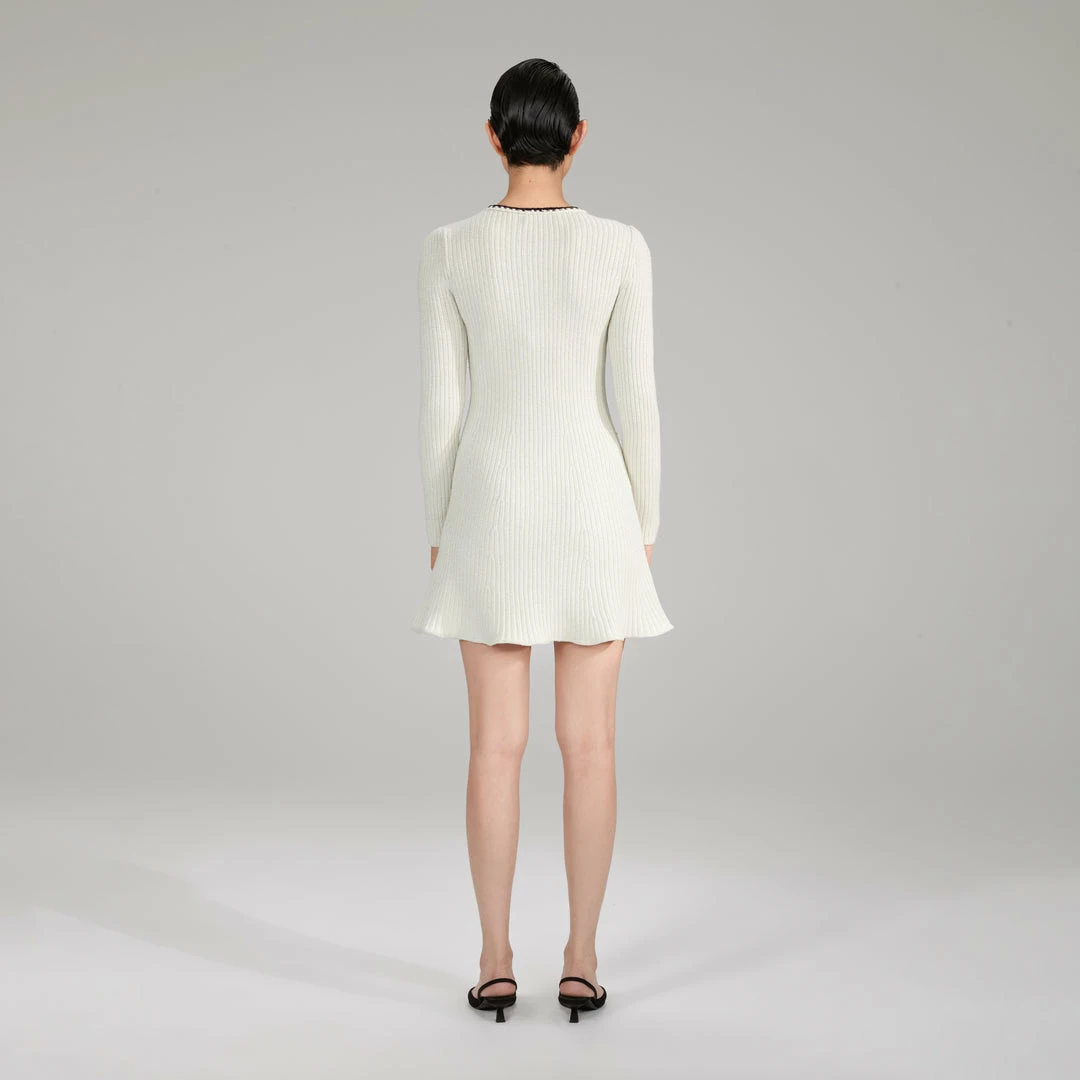 Self-portrait Melange Long Sleeve Knit Mini Dress