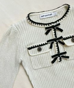 Self-portrait Melange Long Sleeve Knit Mini Dress