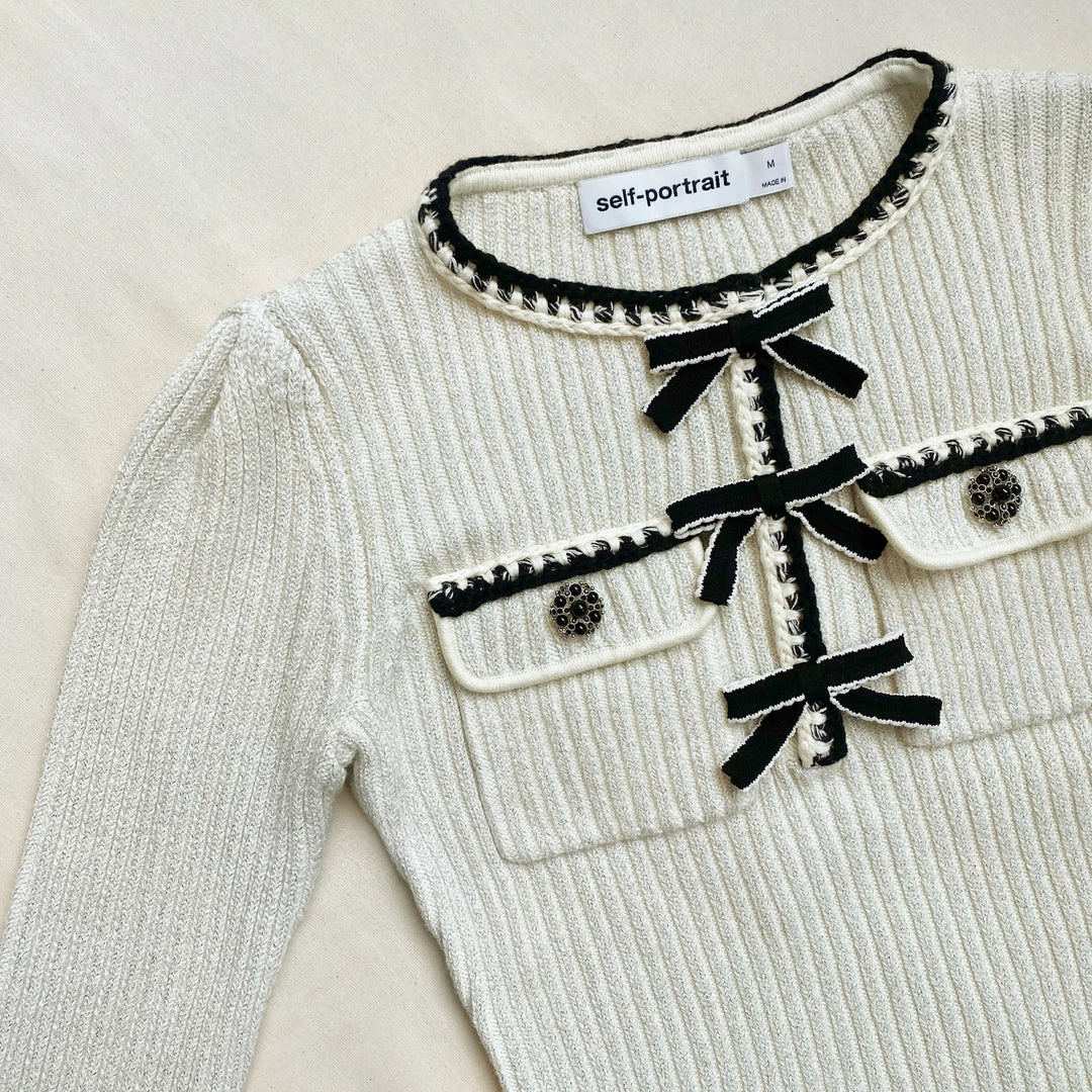 Self-portrait Melange Long Sleeve Knit Mini Dress