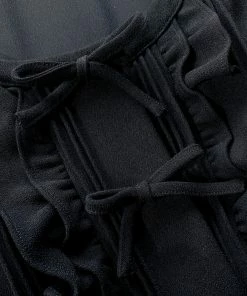 Self-portrait Black Crepe And Chiffon Midi Dress NEW ARRIVALS