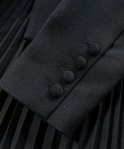 Self-portrait Black Crepe And Chiffon Midi Dress NEW ARRIVALS