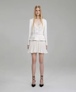 Self-portrait Ivory Crepe Mini Dress