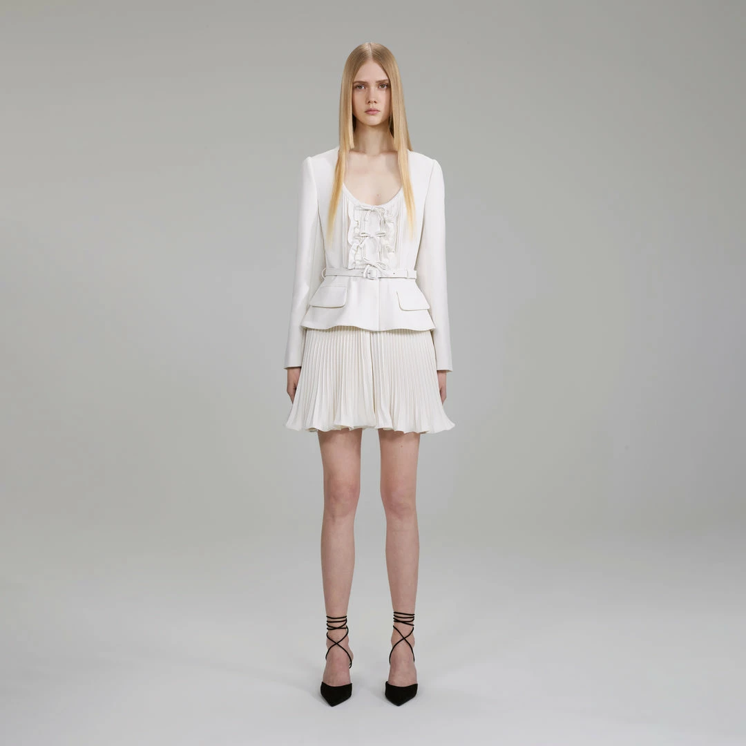 Self-portrait Ivory Crepe Mini Dress