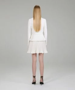 Self-portrait Ivory Crepe Mini Dress