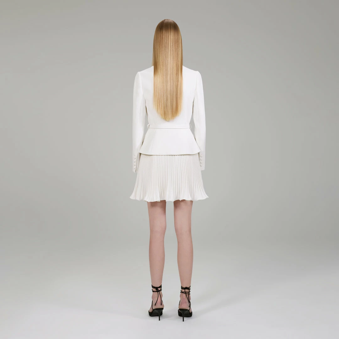 Self-portrait Ivory Crepe Mini Dress