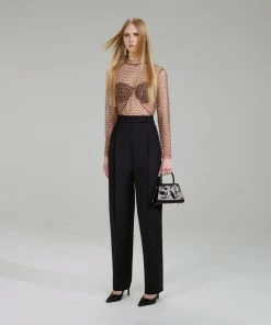 Self-portrait Dot Sequin Mesh Long Sleeve Top NEW ARRIVALS