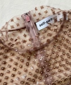 Self-portrait Dot Sequin Mesh Long Sleeve Top NEW ARRIVALS