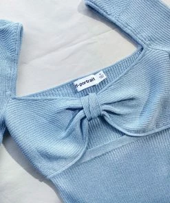 Self-portrait Light Blue Lurex Knit Midi Dress NEW ARRIVALS