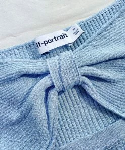 Self-portrait Light Blue Lurex Knit Midi Dress NEW ARRIVALS