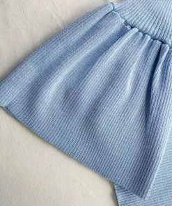 Self-portrait Light Blue Lurex Knit Top