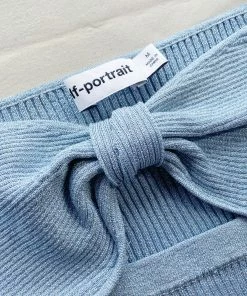 Self-portrait Light Blue Lurex Knit Top