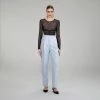 Self-portrait NEW ARRIVALS Light Blue Crepe Trousers