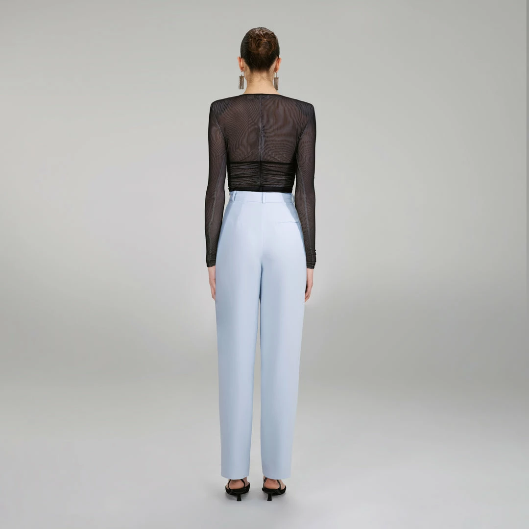 Self-portrait NEW ARRIVALS Light Blue Crepe Trousers