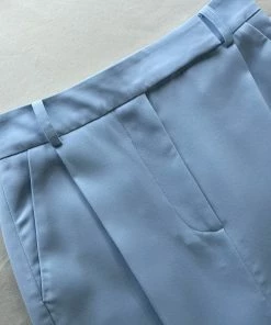 Self-portrait NEW ARRIVALS Light Blue Crepe Trousers