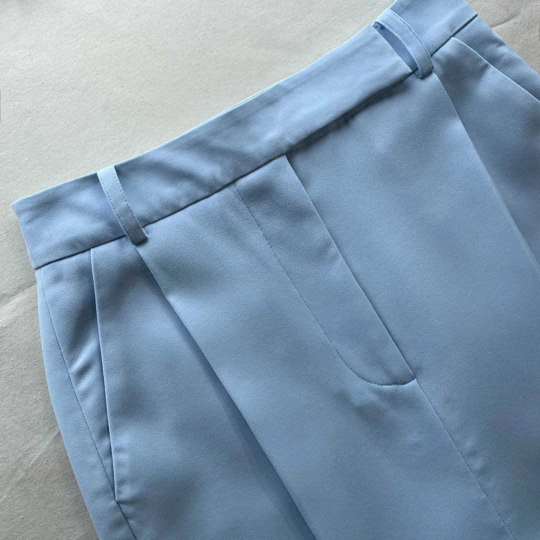 Self-portrait NEW ARRIVALS Light Blue Crepe Trousers