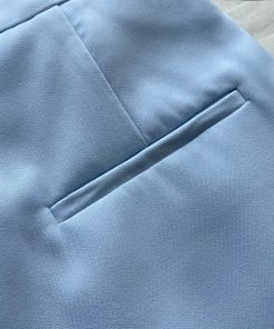 Self-portrait NEW ARRIVALS Light Blue Crepe Trousers