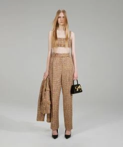 Self-portrait NEW ARRIVALS Gold Tinsel Boucle Trousers
