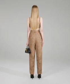 Self-portrait NEW ARRIVALS Gold Tinsel Boucle Trousers