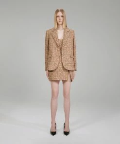 Self-portrait Gold Tinsel Boucle Blazer