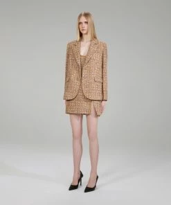 Self-portrait Gold Tinsel Boucle Blazer