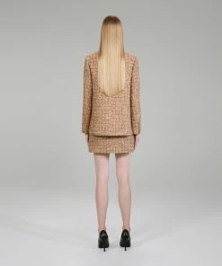 Self-portrait Gold Tinsel Boucle Blazer