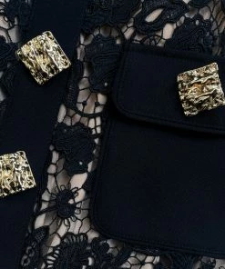 Self-portrait Black Magnolia Lace Midi Dress