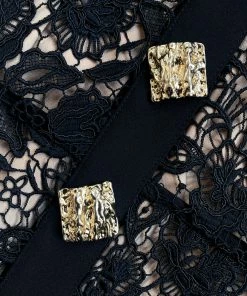 Self-portrait Black Magnolia Lace Midi Dress