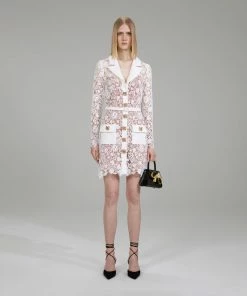 Self-portrait NEW ARRIVALS White Magnolia Lace Mini Dress