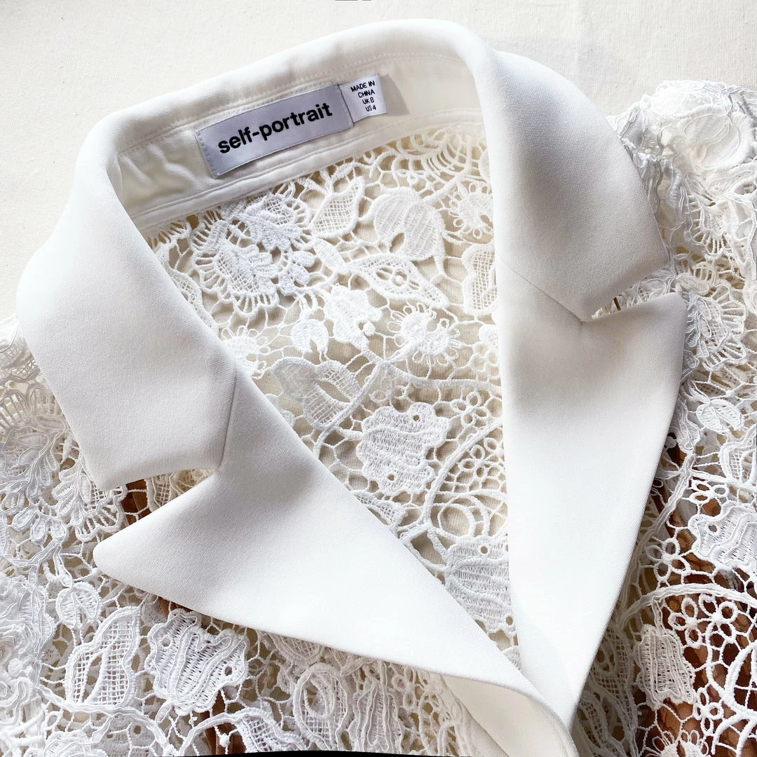 Self-portrait NEW ARRIVALS White Magnolia Lace Mini Dress