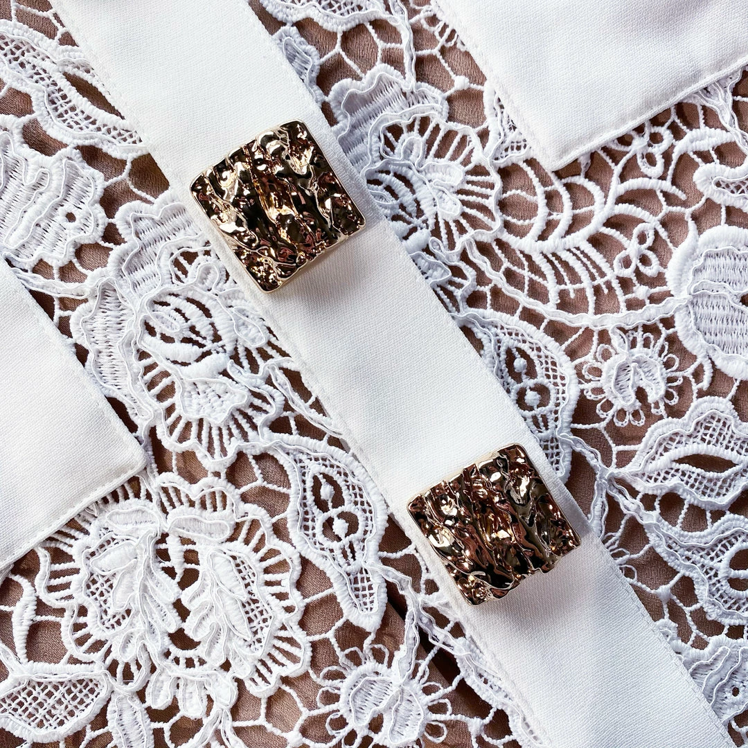 Self-portrait NEW ARRIVALS White Magnolia Lace Mini Dress