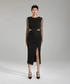 Self-portrait Diamante Fishnet Midi Dress NEW ARRIVALS