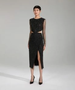 Self-portrait Diamante Fishnet Midi Dress NEW ARRIVALS