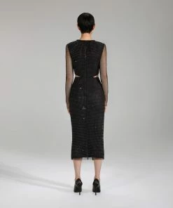 Self-portrait Diamante Fishnet Midi Dress NEW ARRIVALS