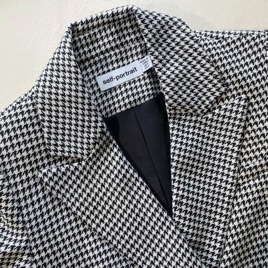 Self-portrait Houndstooth Mini Dress