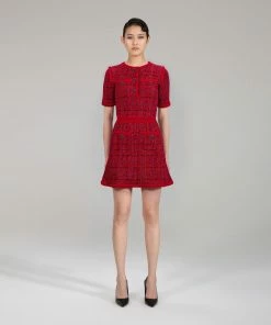 Self-portrait Red Melange Knit Dress