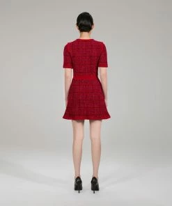 Self-portrait Red Melange Knit Dress