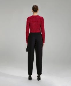 Self-portrait Red Melange Knit Jacket NEW ARRIVALS