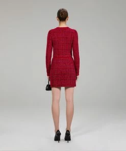 Self-portrait Red Melange Knit Mini Skirt NEW ARRIVALS