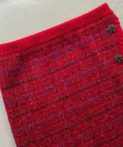 Self-portrait Red Melange Knit Mini Skirt NEW ARRIVALS