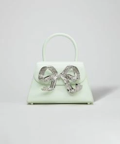 Self-portrait The Bow Mini In Pistachio With Diamanté