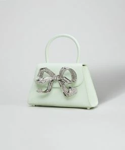 Self-portrait The Bow Mini In Pistachio With Diamanté